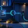 Borne de recharge avec délestage dynamique entre une maison, un tableau électrique et un véhicule